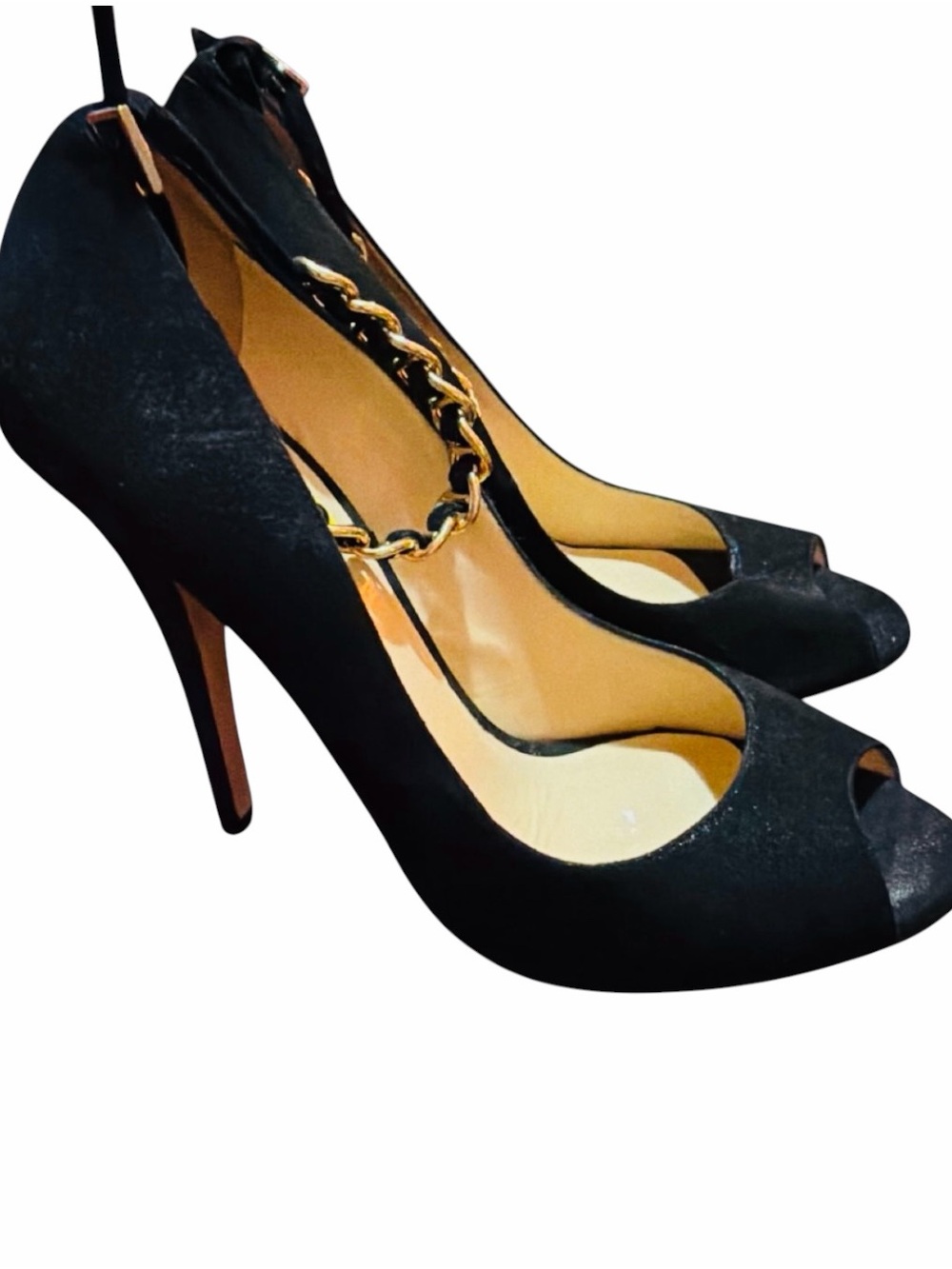 Kate Spade Black Suede Peep-Toe Slitteto Pump Size 9